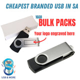 BULK Black & Silver Swivel 16GB USB2 Includes Engraving Gadget Import