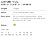 Airport Hi-Viz Reflective Full Zip Vest - USB & MORE