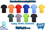 Collection of plain t-shirts in various colors with promotional text on a white background 100% Cotton | Usbandmore