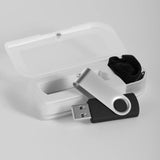 BULK Black & Silver Swivel 16GB USB2  with plastic box and lanyard - USB & MORE
